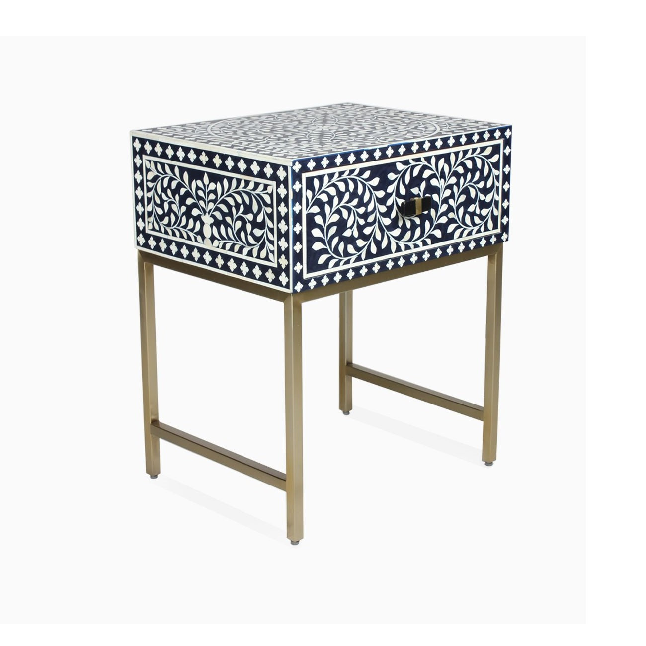 Handmade Customized Bone Inlay Bedside Table
