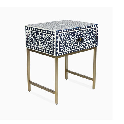 Handmade Customized Bone Inlay Bedside Table