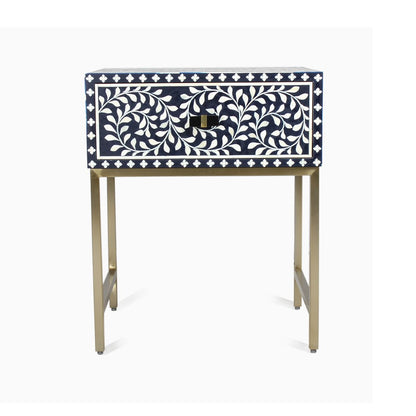 Handmade Customized Bone Inlay Bedside Table