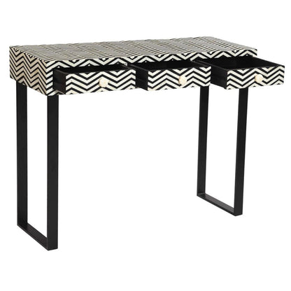 Handmade Customized Bone Inlay Chevron Pattern 3 Drawer Console Table