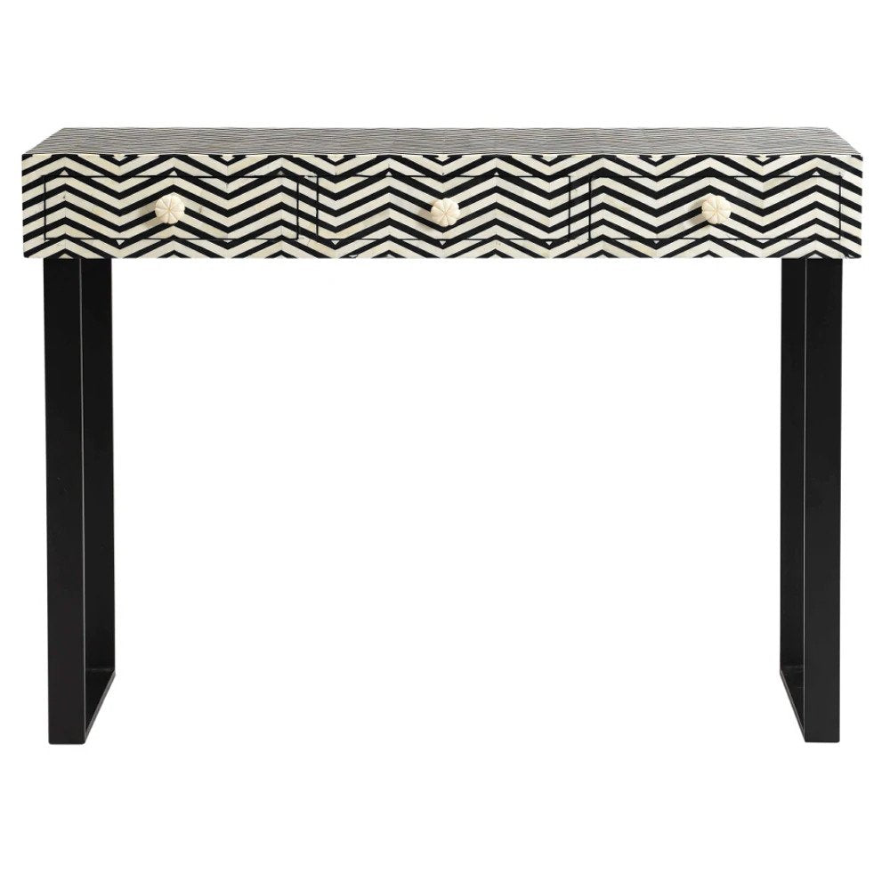 Hpcon Table Handmade Customized Bone Inlay Chevron Pattern 3 Drawer Console Table ...