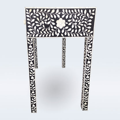 Handmade Customized Bone Inlay Floral Pattern 3 Drawer Console Table