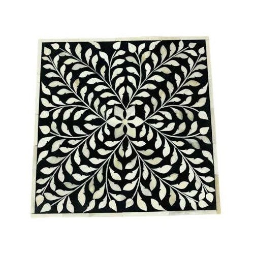 Handmade Customized Bone Inlay Floral Pattern Rectangular Cake Stand