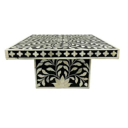 Handmade Customized Bone Inlay Floral Pattern Rectangular Cake Stand