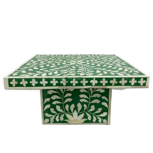 Handmade Customized Bone Inlay Floral Pattern Rectangular Cake Stand