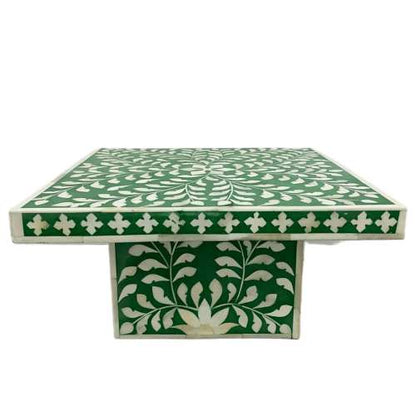 Handmade Customized Bone Inlay Floral Pattern Rectangular Cake Stand