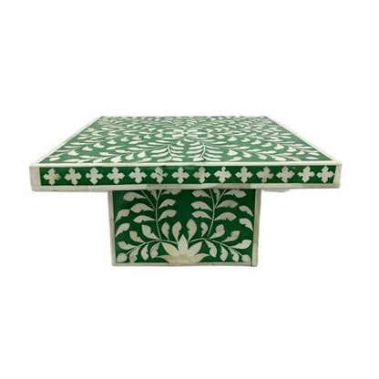 Handmade Customized Bone Inlay Floral Pattern Rectangular Cake Stand