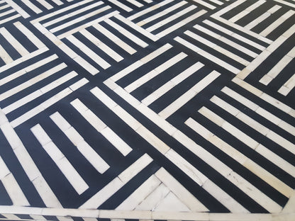Bone Inlay Chest Of 6 Drawers, Geometric Pattern In Black