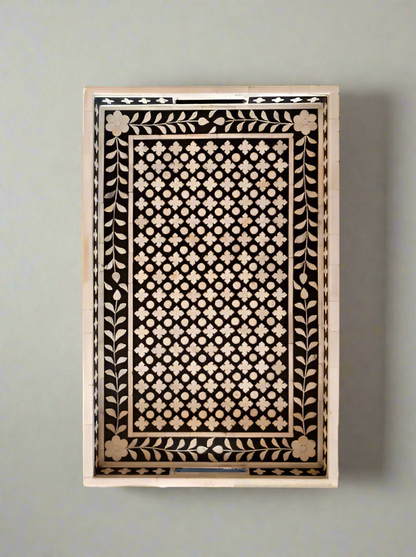 Handmade Customized Bone Inlay Rectangular Serving Tray