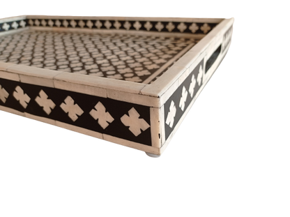Handmade Customized Bone Inlay Rectangular Serving Tray