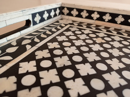 Handmade Customized Bone Inlay Rectangular Serving Tray