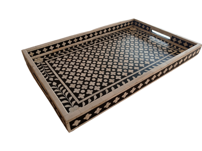 Handmade Customized Bone Inlay Rectangular Serving Tray