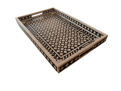 Handmade Customized Bone Inlay Rectangular Serving Tray