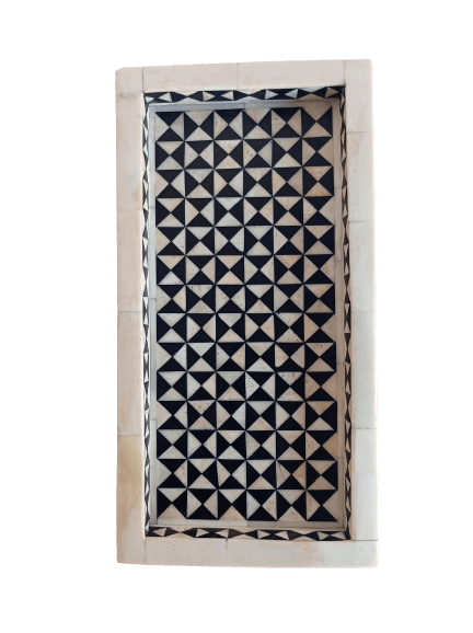Handmade Customized Bone Inlay Geometric Pattern Serving Tray