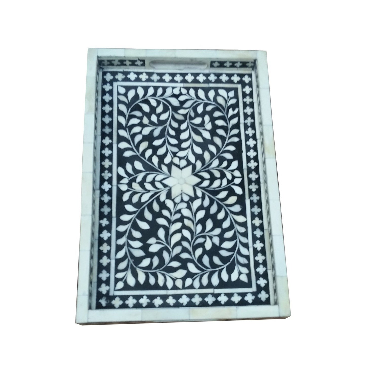 Handmade Customized Bone Inlay Rectangular Serving Tray