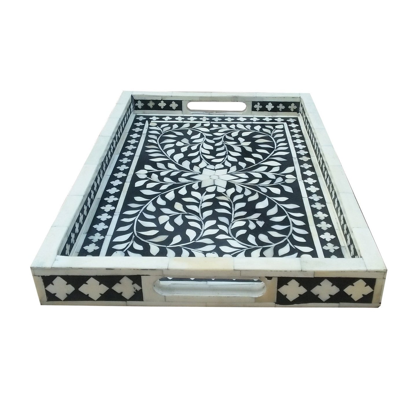 Handmade Customized Bone Inlay Rectangular Serving Tray