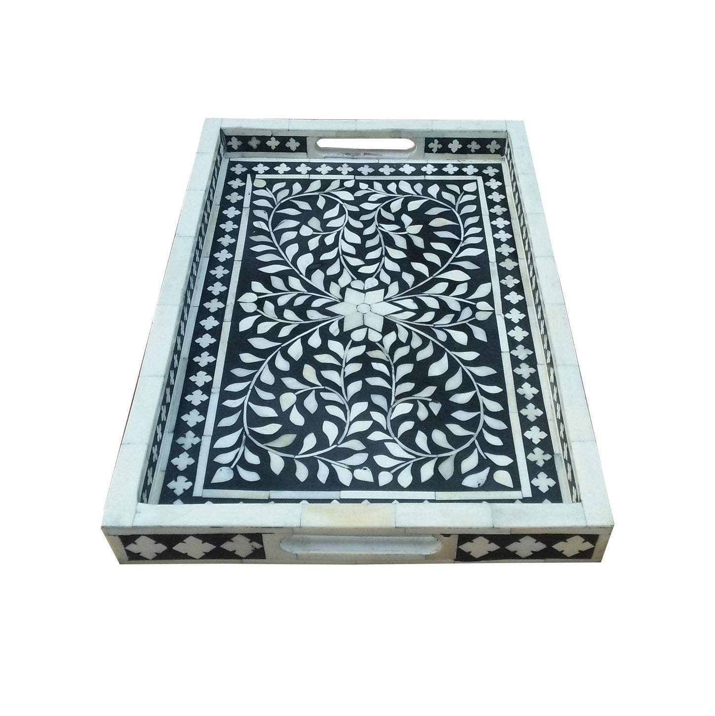 Handmade Customized Bone Inlay Rectangular Serving Tray