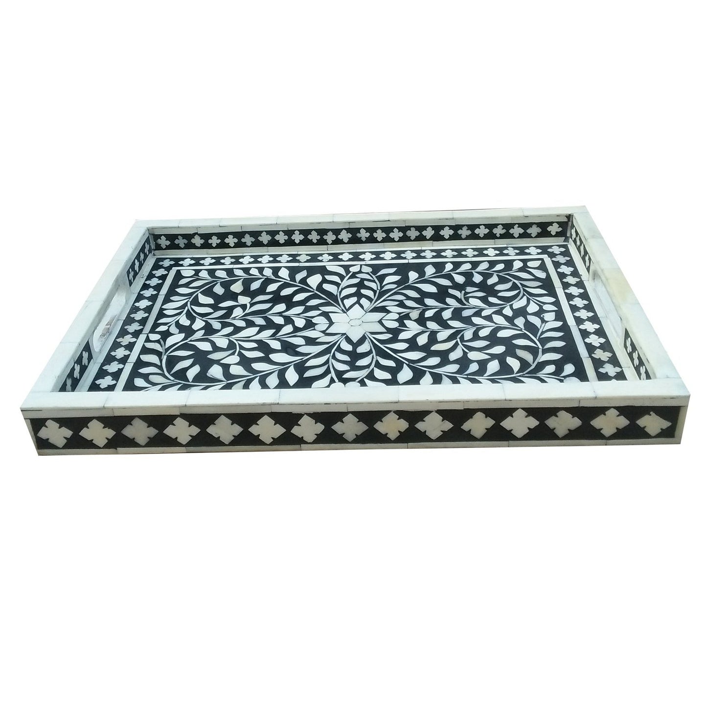 Handmade Customized Bone Inlay Rectangular Serving Tray