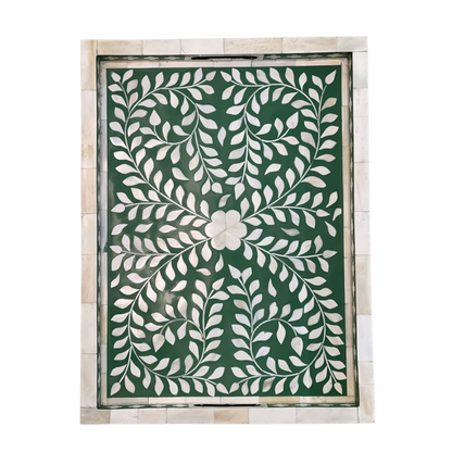 Handmade Customized Bone Inlay Rectangular Serving Tray