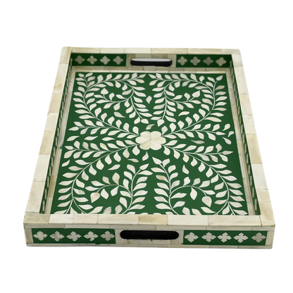 Handmade Customized Bone Inlay Rectangular Serving Tray