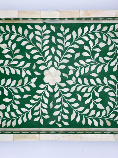 Handmade Customized Bone Inlay Rectangular Serving Tray