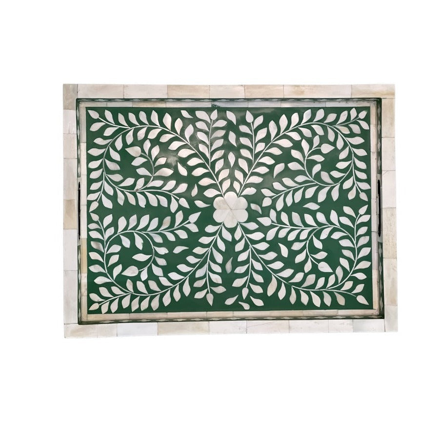 Handmade Customized Bone Inlay Rectangular Serving Tray – Bone Inlay Arts