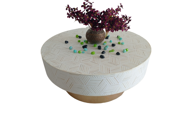 Handmade Customized Bone Inlay Round Coffee table