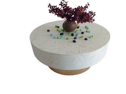 Handmade Customized Bone Inlay Round Coffee table