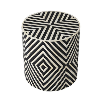 Handmade Customized Bone Inlay Round Stool