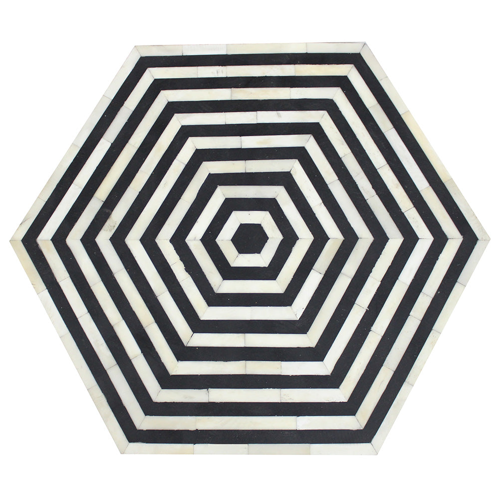 Handmade Customized Bone Inlay Hexagonal Stool