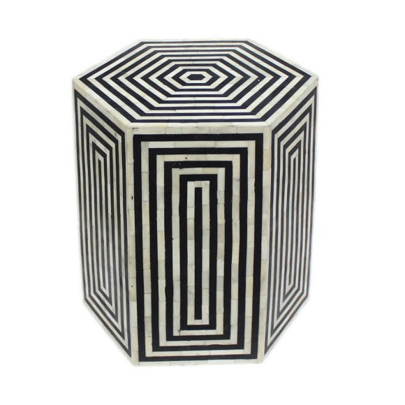 Handmade Customized Bone Inlay Hexagonal Stool