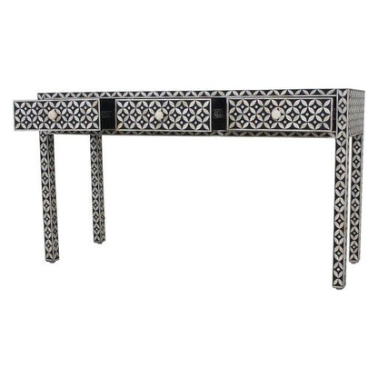 Handmade Customized Bone Inlay Star Eye Pattern 3 Drawer Console Table