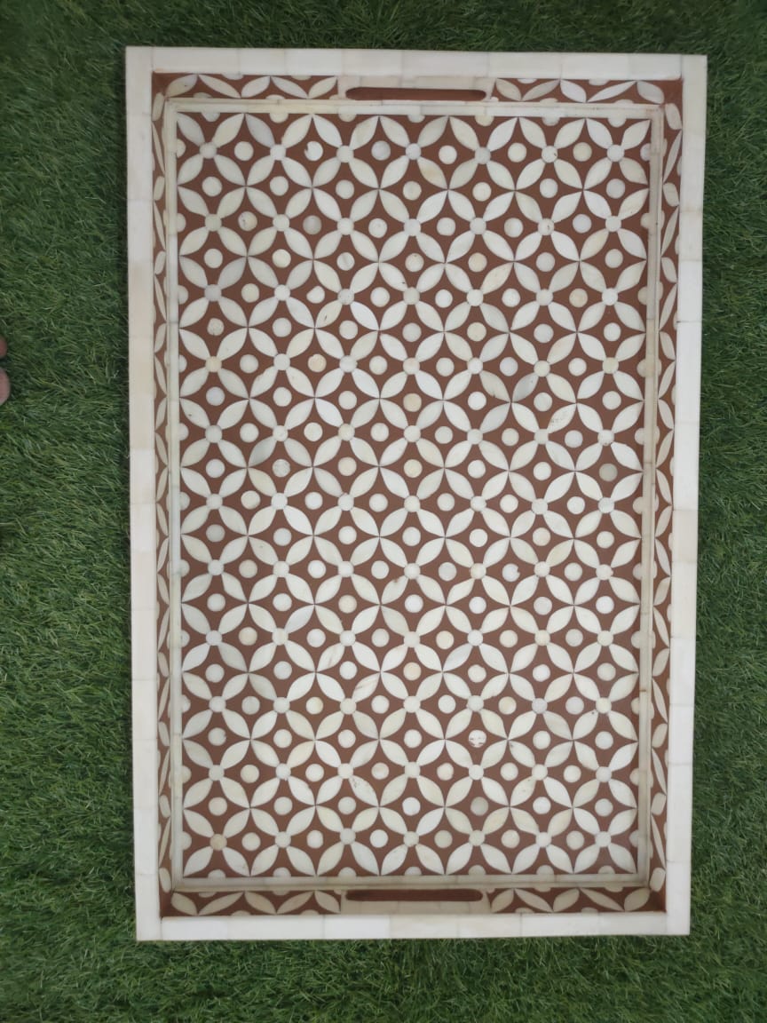 Handmade Customized Bone Inlay Serving Tray