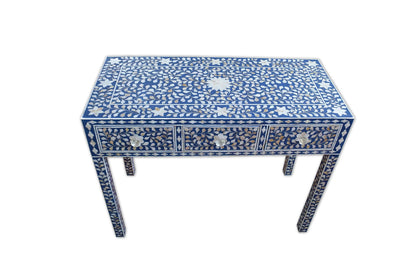 Handmade Customized Mother of Pearl 3 Drawer Console Table