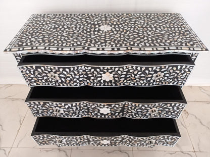 Handmade Customized Mother of Pearl Chest of 3 Drawer