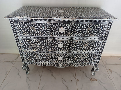 Handmade Customized Mother of Pearl Chest of 3 Drawer