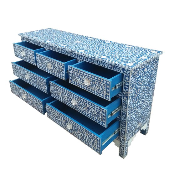 Handmade Customized Mother of Pearl Chest of 7 Drawer