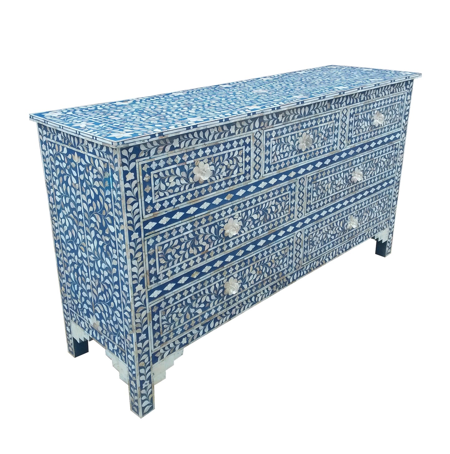 Handmade Customized Mother of Pearl Chest of 7 Drawer