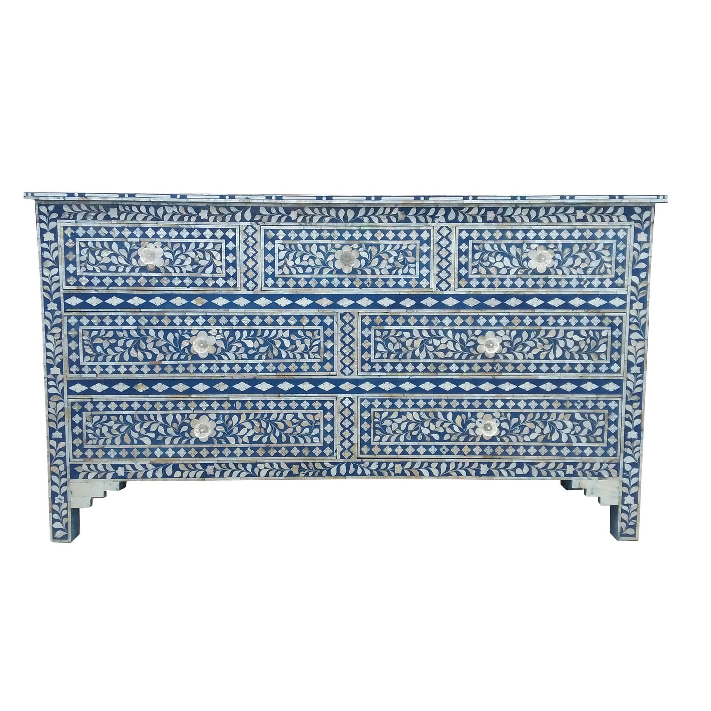 Handmade Customized Mother of Pearl Chest of 7 Drawer