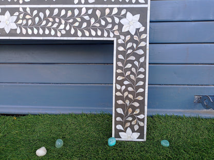 Handmade Customized Mother of Pearl Floral Pattern  Bedhead