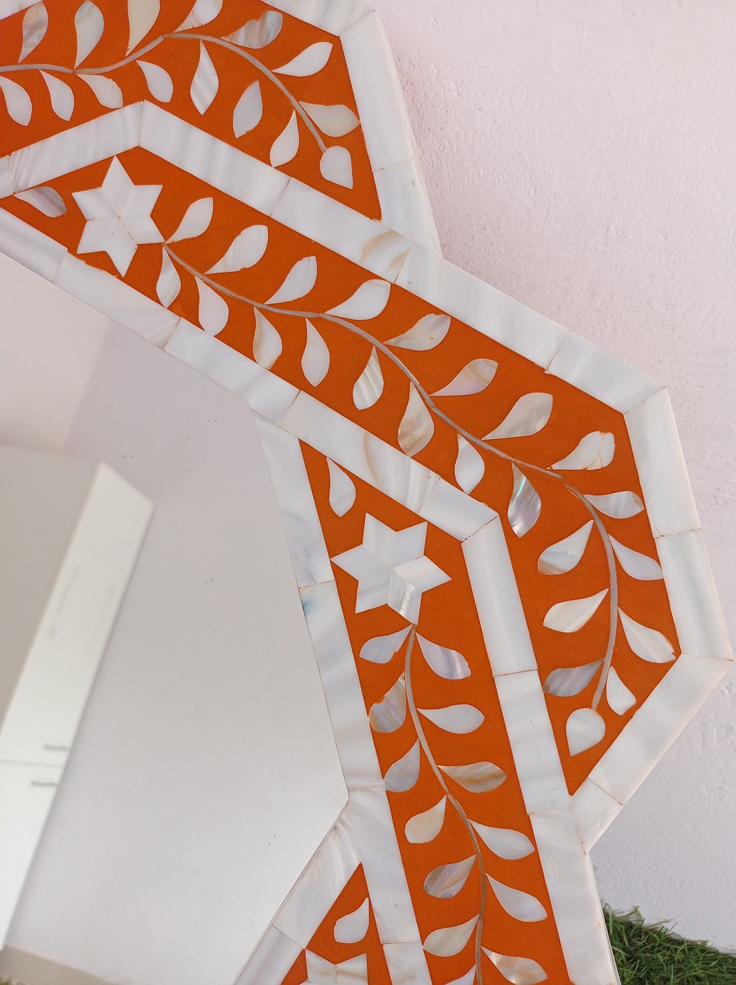 Handmade Customized Mother of Pearl Hexagonal Mirror Frame