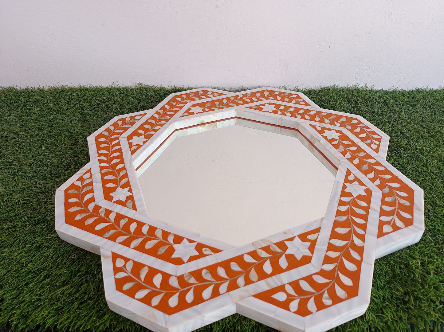 Handmade Customized Mother of Pearl Hexagonal Mirror Frame