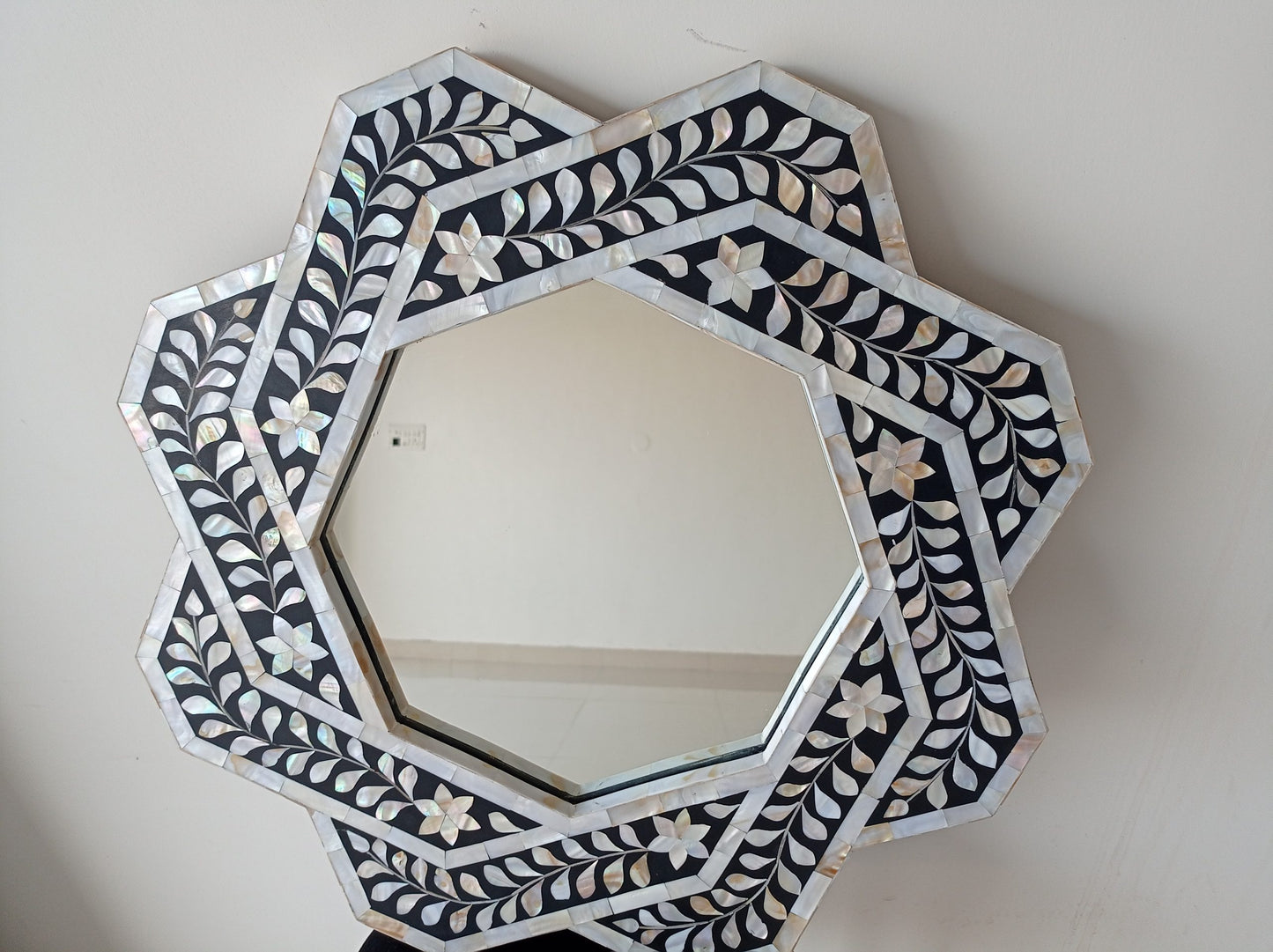 Handmade Customized Mother of Pearl Hexagonal Mirror Frame
