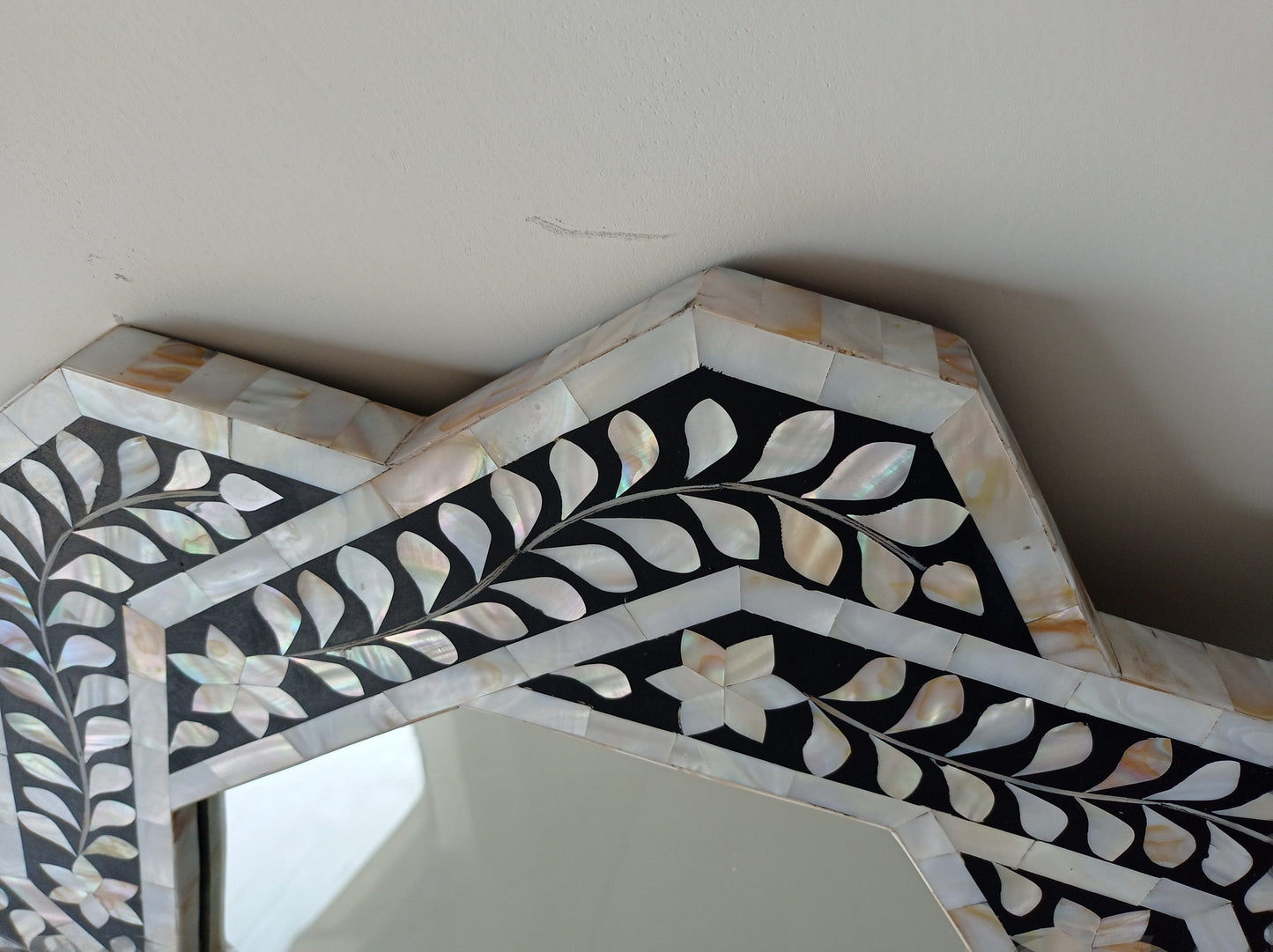 Handmade Customized Mother of Pearl Hexagonal Mirror Frame