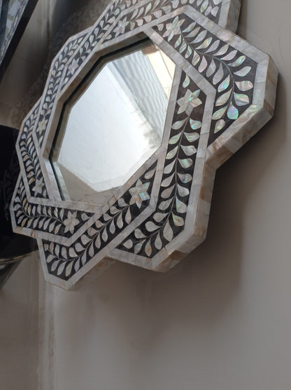 Handmade Customized Mother of Pearl Hexagonal Mirror Frame