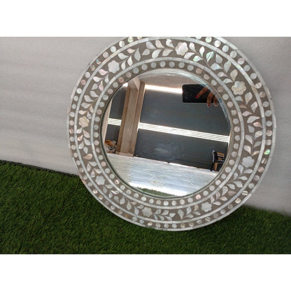 Handmade Customized Mother of Pearl Round Mirror Frame