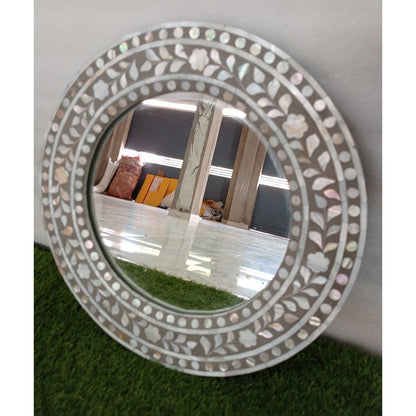 Handmade Customized Mother of Pearl Round Mirror Frame
