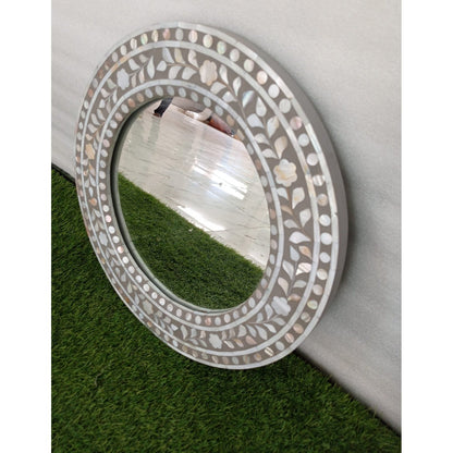Handmade Customized Mother of Pearl Round Mirror Frame