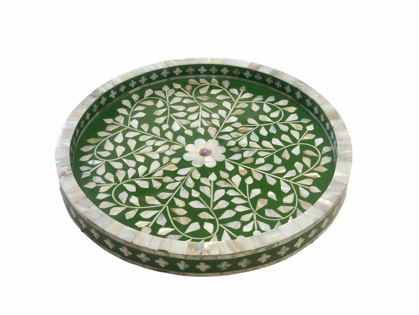 Handmade Customized Mother of Pearl Round Serving Tray