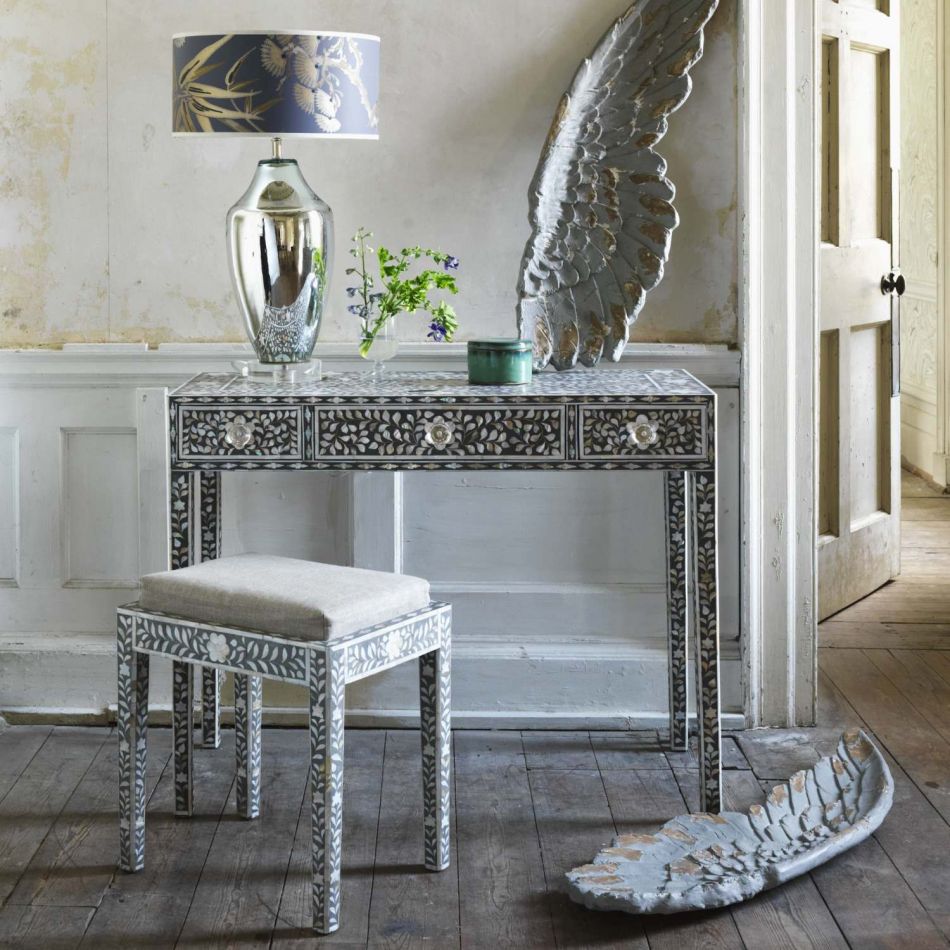 Hpcon Table Handmade Customized Mother of Pearl Vanity Console Table with Stool ...